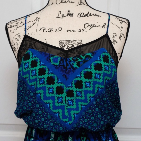 EXPRESS Dark Flower Mini Dress with Sheer details Whimsigoth - Picture 8 of 9